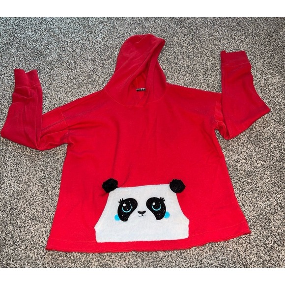 Justice‎ Girls Red Hoodie with Panda Bear pocket size 18/20 - Picture 1 of 7
